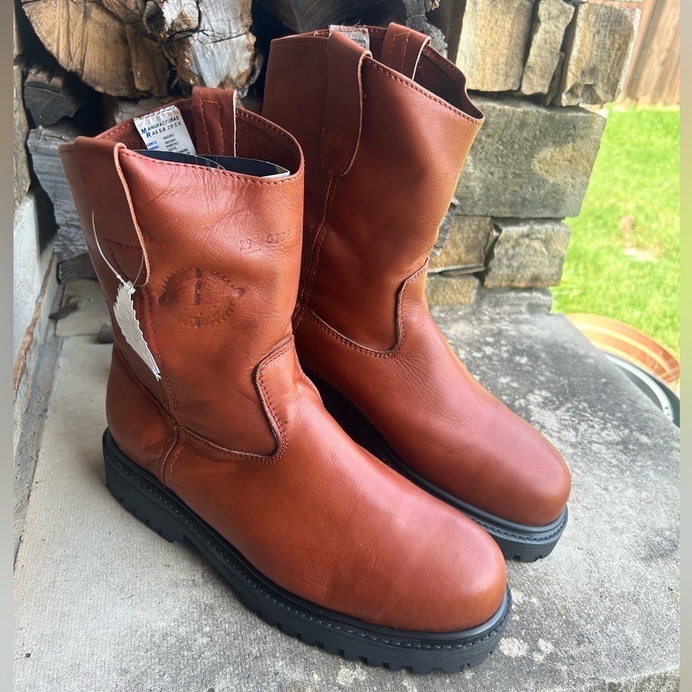 Men's Brown Leather steel toe work Boots Good Year Welt NWT Sz-29 (US 10.5) LocB